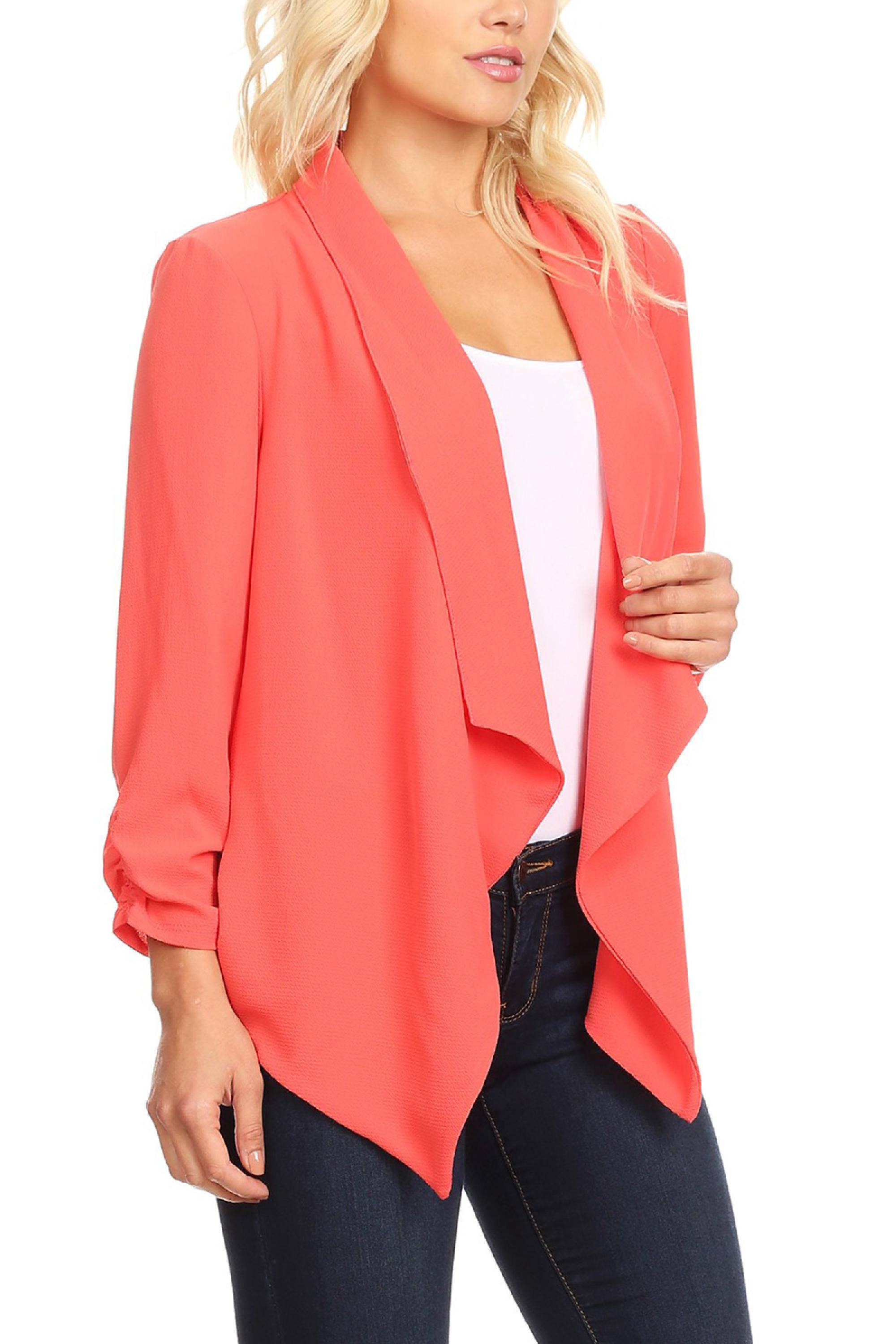MOA COLLECTION - Wholesale Blazer - Women's - Women's Woven Casual Relaxed Fit Open Front Blazer Jacket22