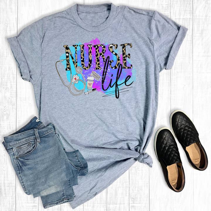 Leopard Water Color Nurse Life for wholesale by The Way Down South