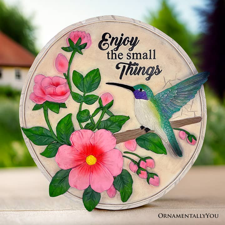 Enjoy the Small Things Hummingbird Stepping Stone, 9.5" Decorative Garden Appreciation Gift for wholesale by OrnamentallyYou