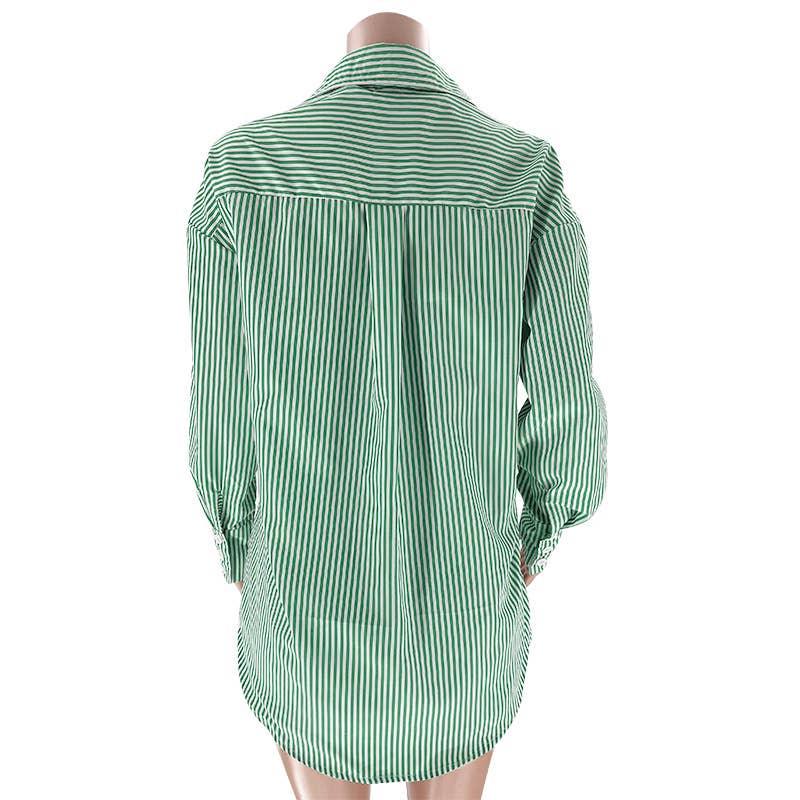 Rosa Clothing - Wholesale Top & Short Set (NOT Loungewear) - Women's - classic striped long sleeve shirt & short set holiday dressy3