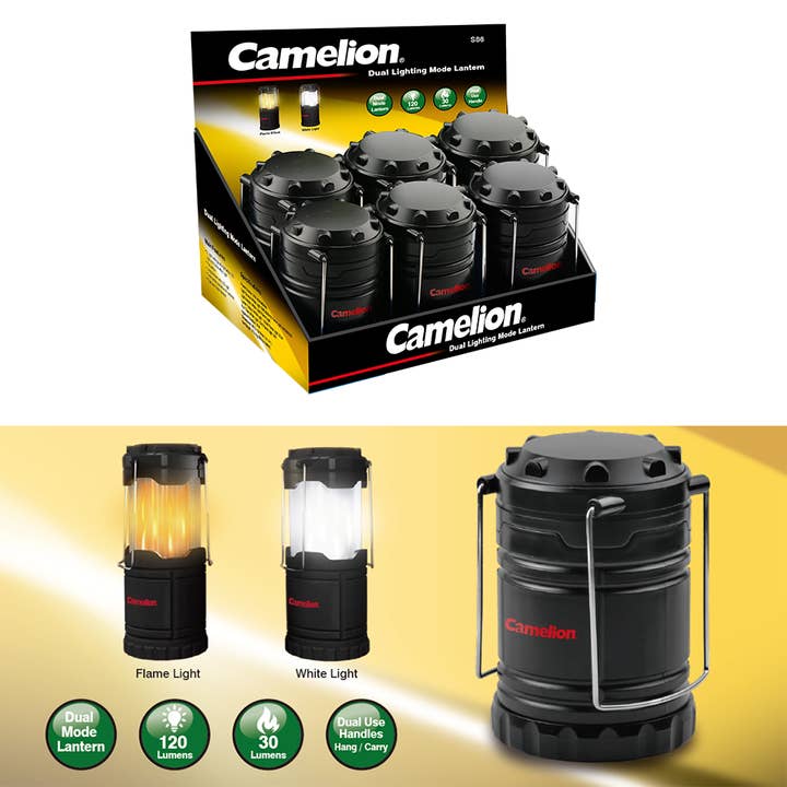 Camelion Battery - Wholesale Lantern - Camelion S86 Dual Lantern, Display of 61