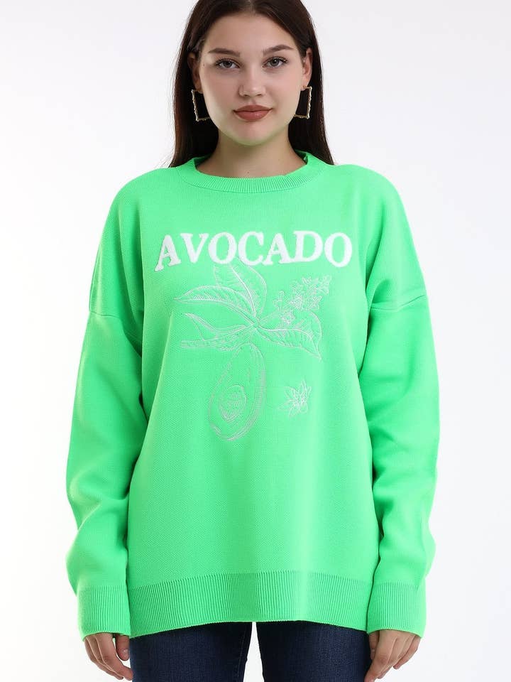 GEBREIDE TRUI MET AVOCADOPRINT voor wholesale door Cloth Cube