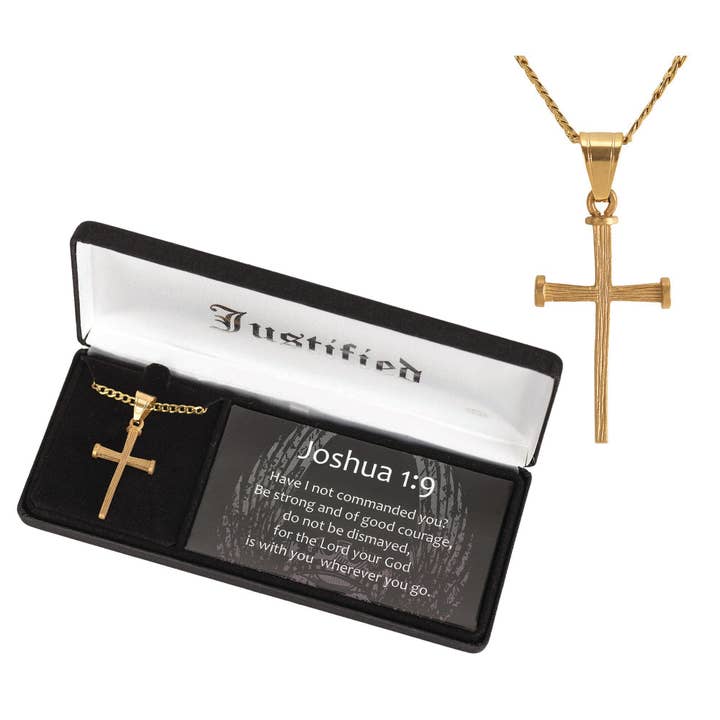 Dicksons - Wholesale Jewelry - Men's - Men's Gold Plated Stainless Steel Nail Cross Necklace