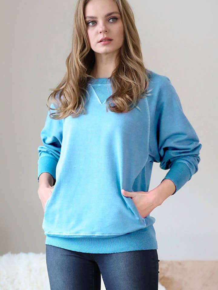 42POPS - Wholesale Sweatshirt - Women's - `Washed French Terry Pullover With Side Pockets SI-2359926