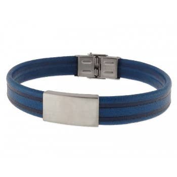 Steel and leather plate bracelet for wholesale by Liska