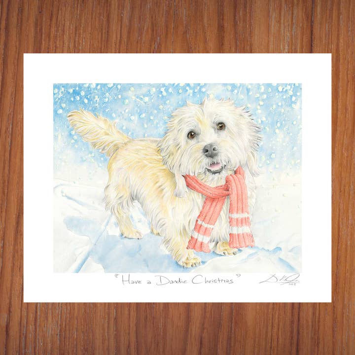 Have a Dandie Christmas - Open Edition Giclee Art Print for wholesale by Will Gorman Art