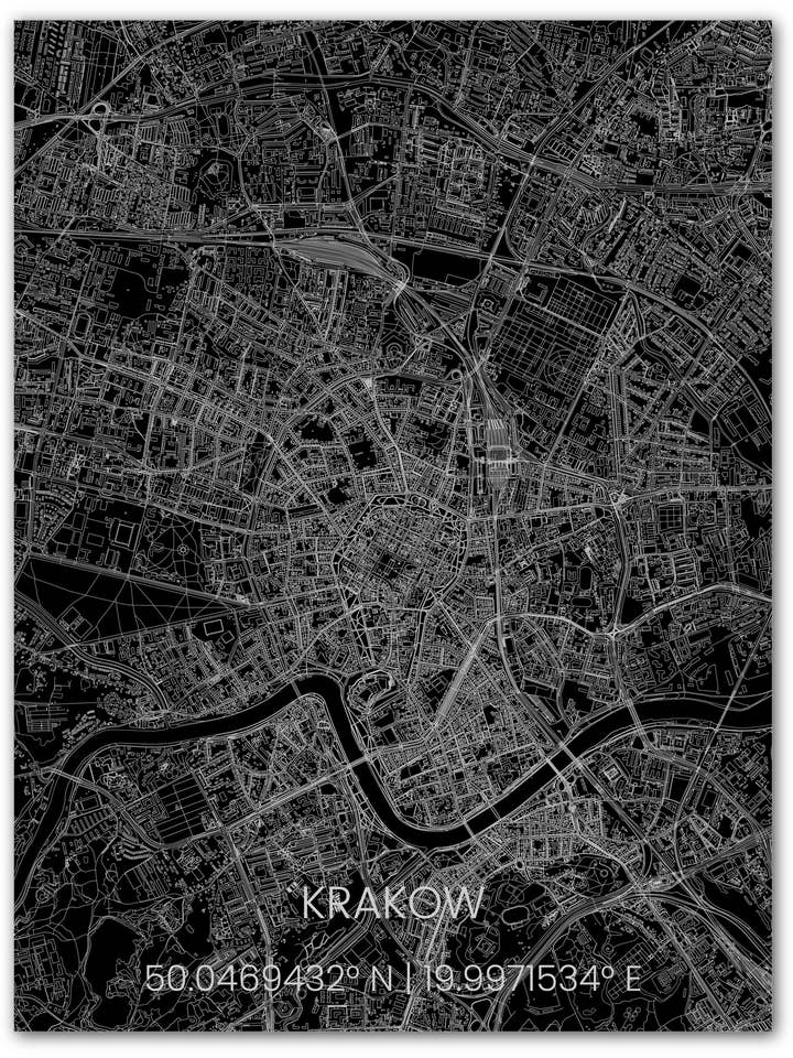 Metal citymap Krakow for engroshandel hos Brandthout.