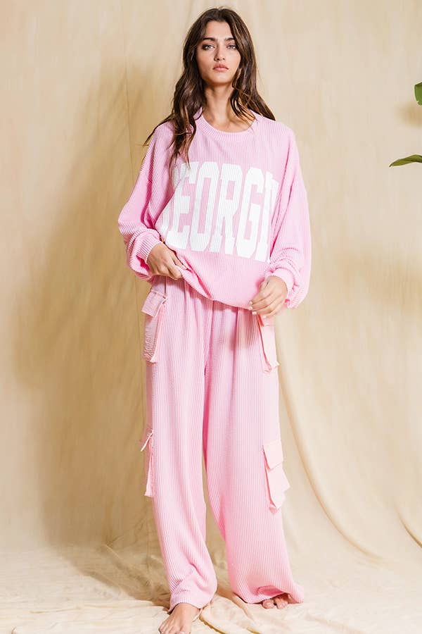 BUCKETLIST INC - Wholesale Graphic Sweatshirt - Women's - T1770C  Georgia Comfy Oversize Graphic Sweatshirt, Gameday6