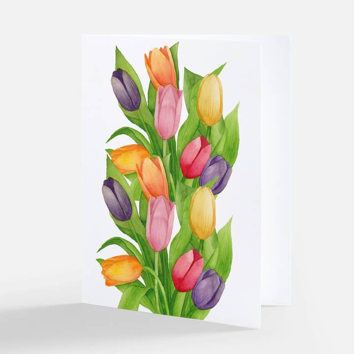 Colorful Tulips Greeting Card for wholesale by Natella Libin