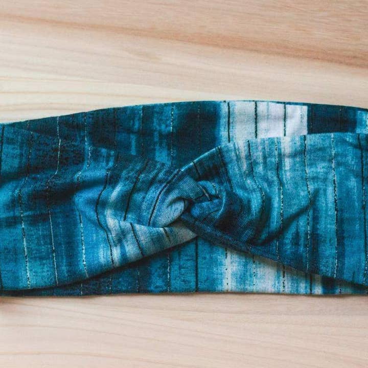 Blue watercolor Knot headband for wholesale by Square Lane Boutique