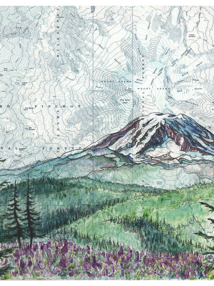 Mount Adams Summer, Washington Fine Art Matted Print for wholesale by Final Switchback by Katie Jeanne Reim