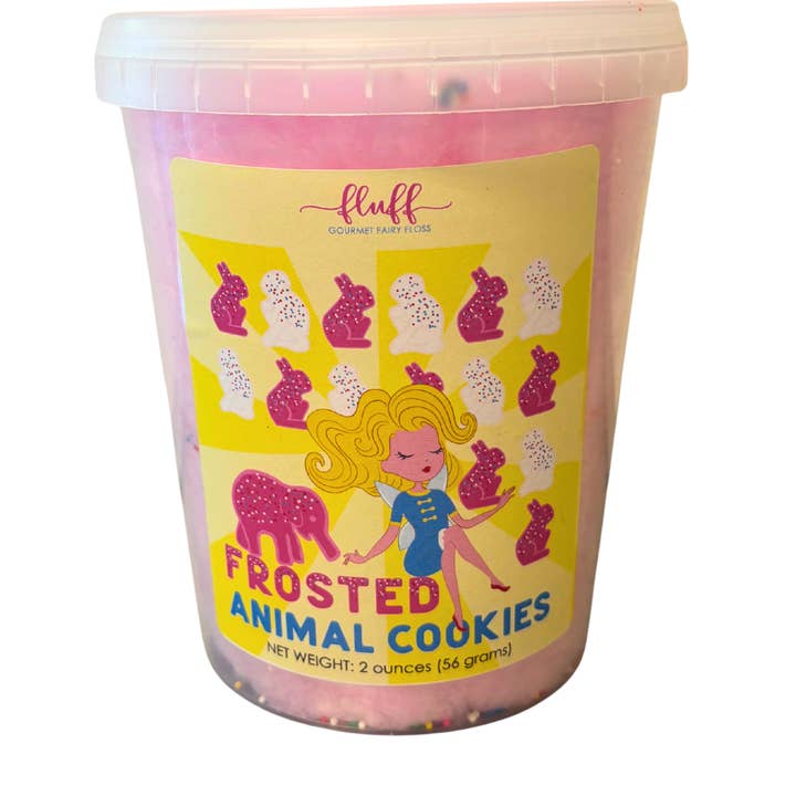Fluff gourmet fairy floss - Venta al por mayor Algodón de azúcar - Algodón de azúcar de galletas de animales glaseadas
