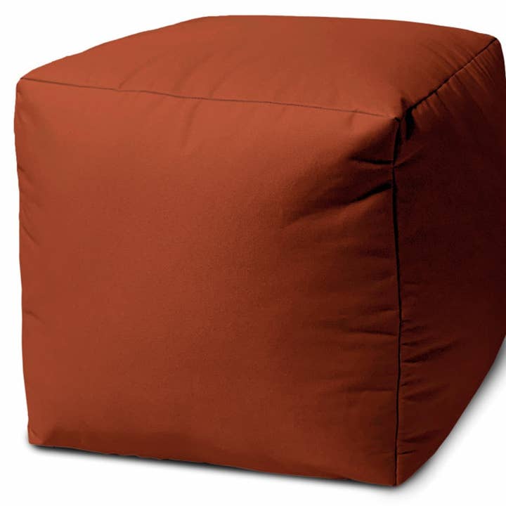 Greenwestons - Wholesale Pouf - Dark Amber Rust Solid Color Pouf Ottoman 17" - Cube Ottoman