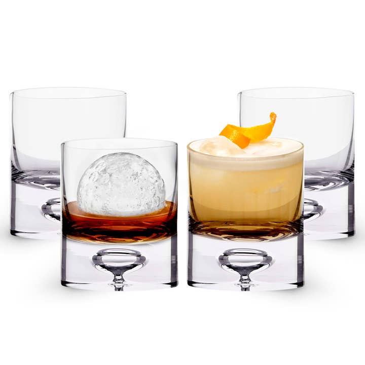 Lemonsoda - Wholesale Cocktail/Liquor Glass - Crystal Bubble Heavy Base Whiskey Glass Tumbler - 9 oz (1pc)