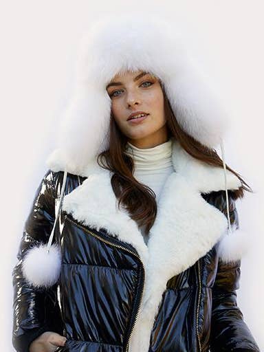 Fox Fur Trapper Hat (Leather Body) for wholesale by Kyi Kyi