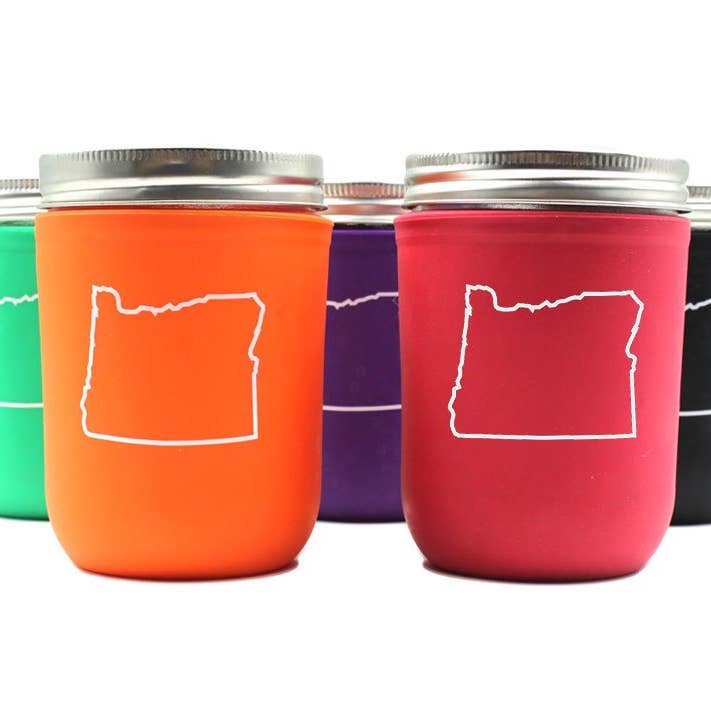 Frasco de pedreiro de silicone Oregon de 16 onças Koozie por atacado de Mason-Re