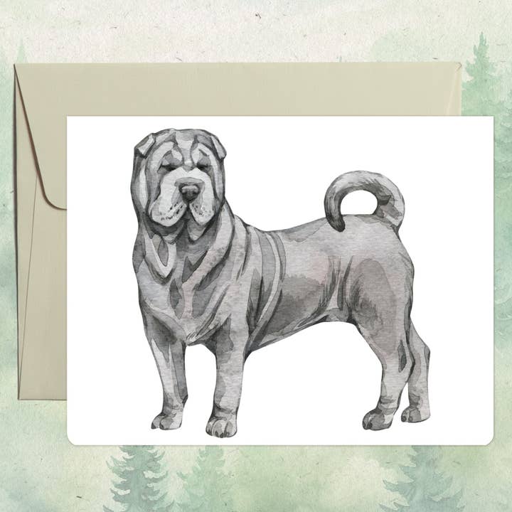 Handmade shar pei dog greeting card for wholesale by Soul Familiar