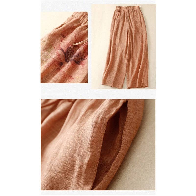 UZ Wholesale Store – Großhandel Hose – Damen – Vintage-Damenhose aus Baumwolle und Hanf mit elastischem Bund und weitem Beinschnitt6