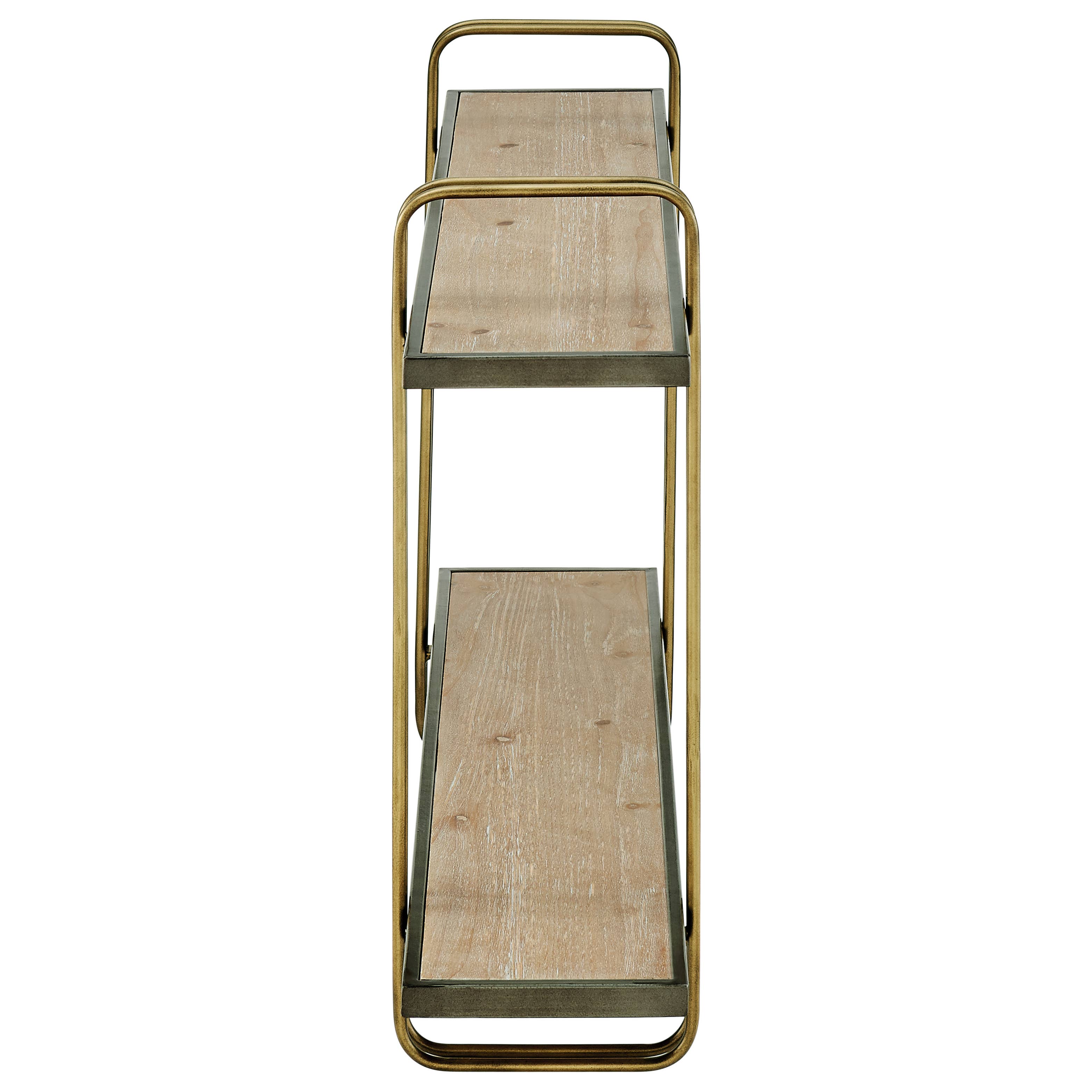 Danya B - Wholesale Wall Mounted Shelf - Danya B. Two-Tier Warm Gold and Washed Oak Brown Wall Shelf7