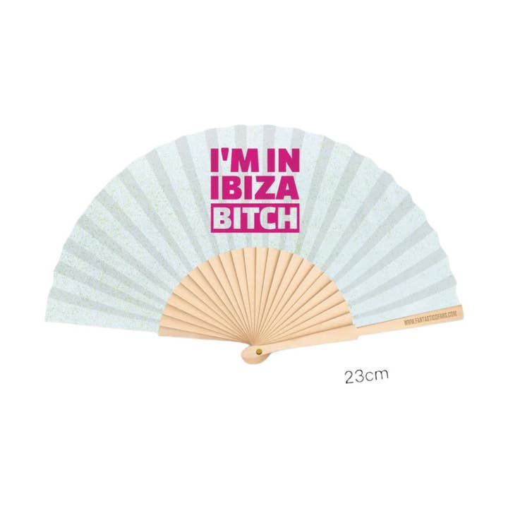 Im In IBIZA Bitch! Fächer 23 cm für den Großhandel von Fantastico Fans UK Limited