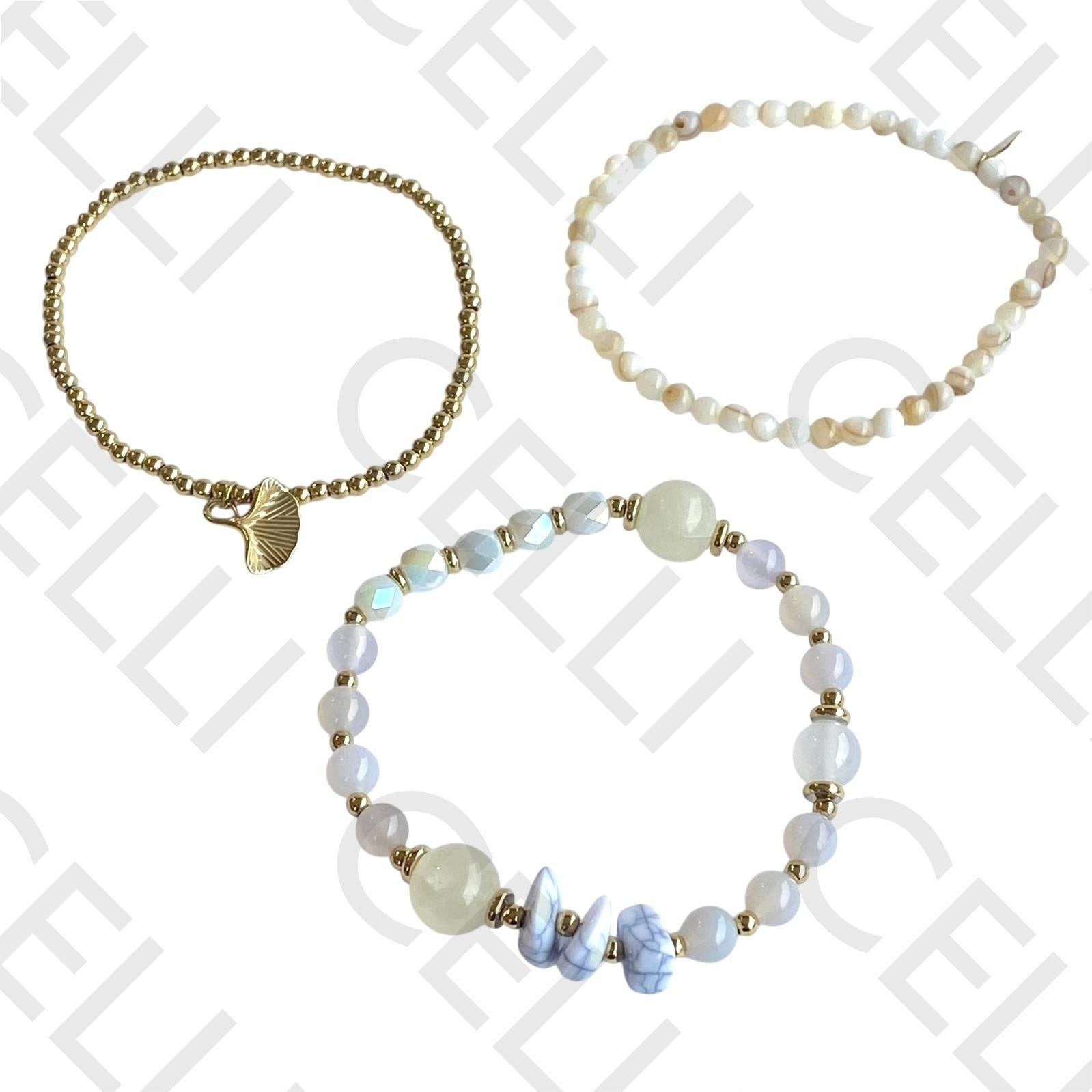 Celli Biju - Wholesale Link & Chain Bracelet - Steel Bracelet - with natural stones and faceted crystals1