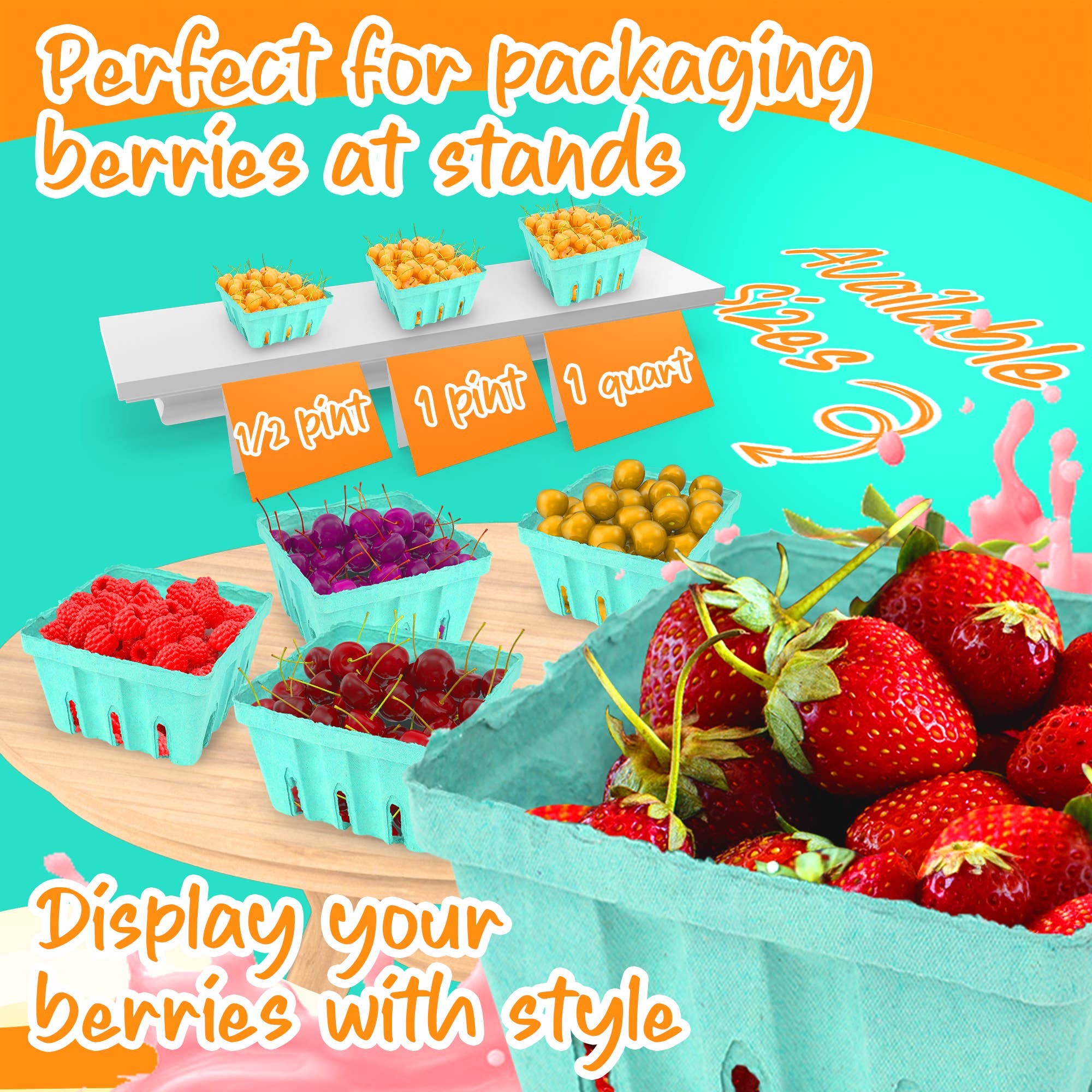 MT Products - Wholesale Fruit Basket - MT Products Green Vented Produce Berry Basket7