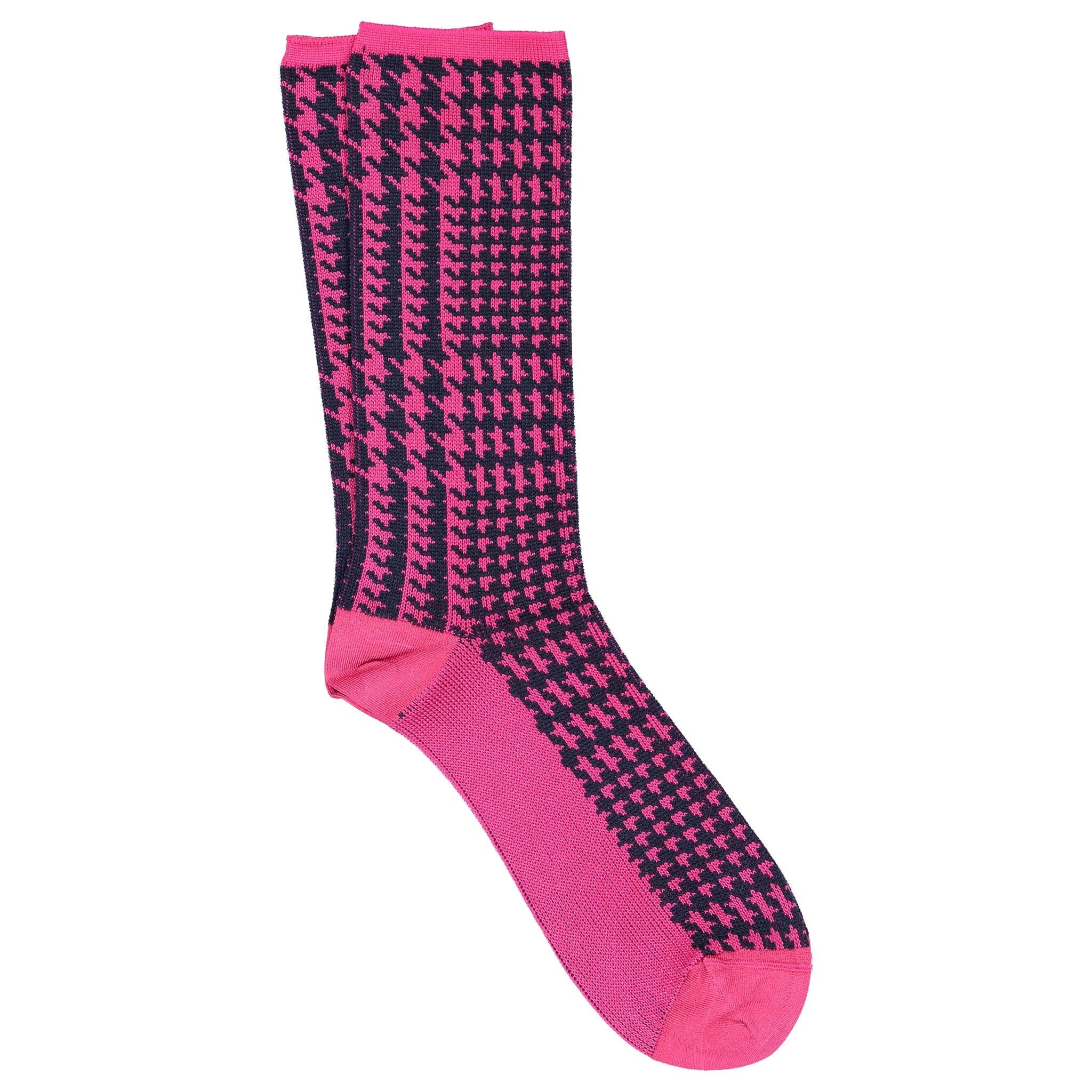 iLux - Wholesale Socks - Women's - Gwen - Bemberg Cupro Jacquard Houndstooth Crew0