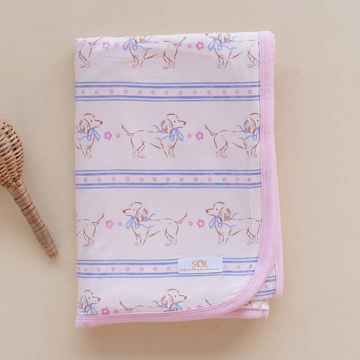 Darling Dachshund Bamboo Blanket for wholesale by SOL Baby Clothing & Accessories