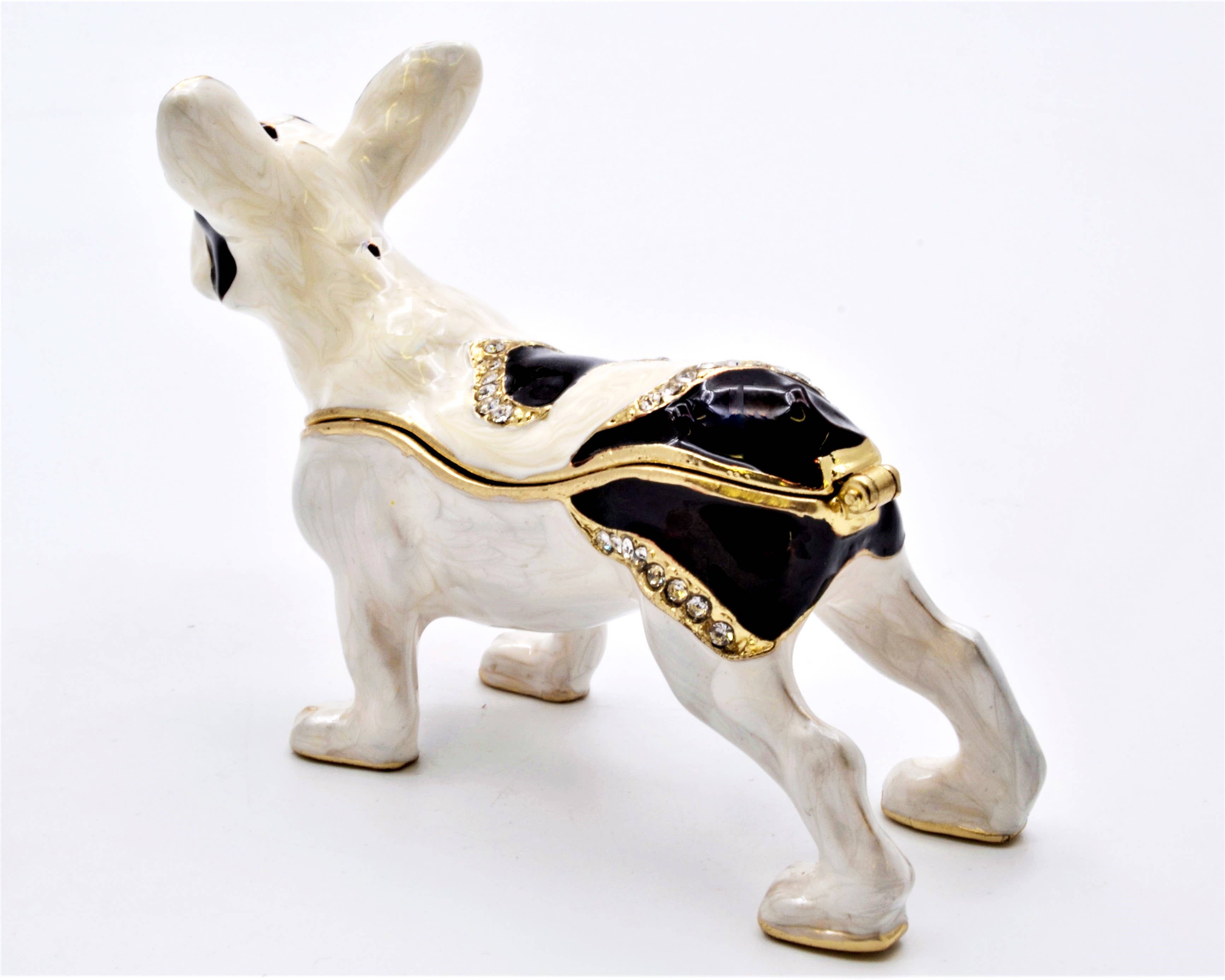 Black & White Boston Terrier Dog Trinket Box for wholesale on Faire2