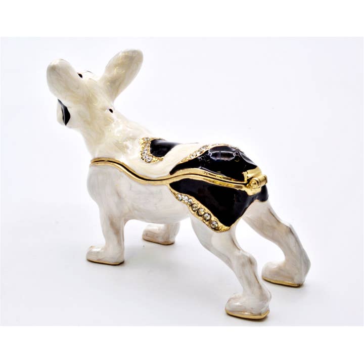 Black & White Boston Terrier Dog Trinket Box for wholesale on Faire2