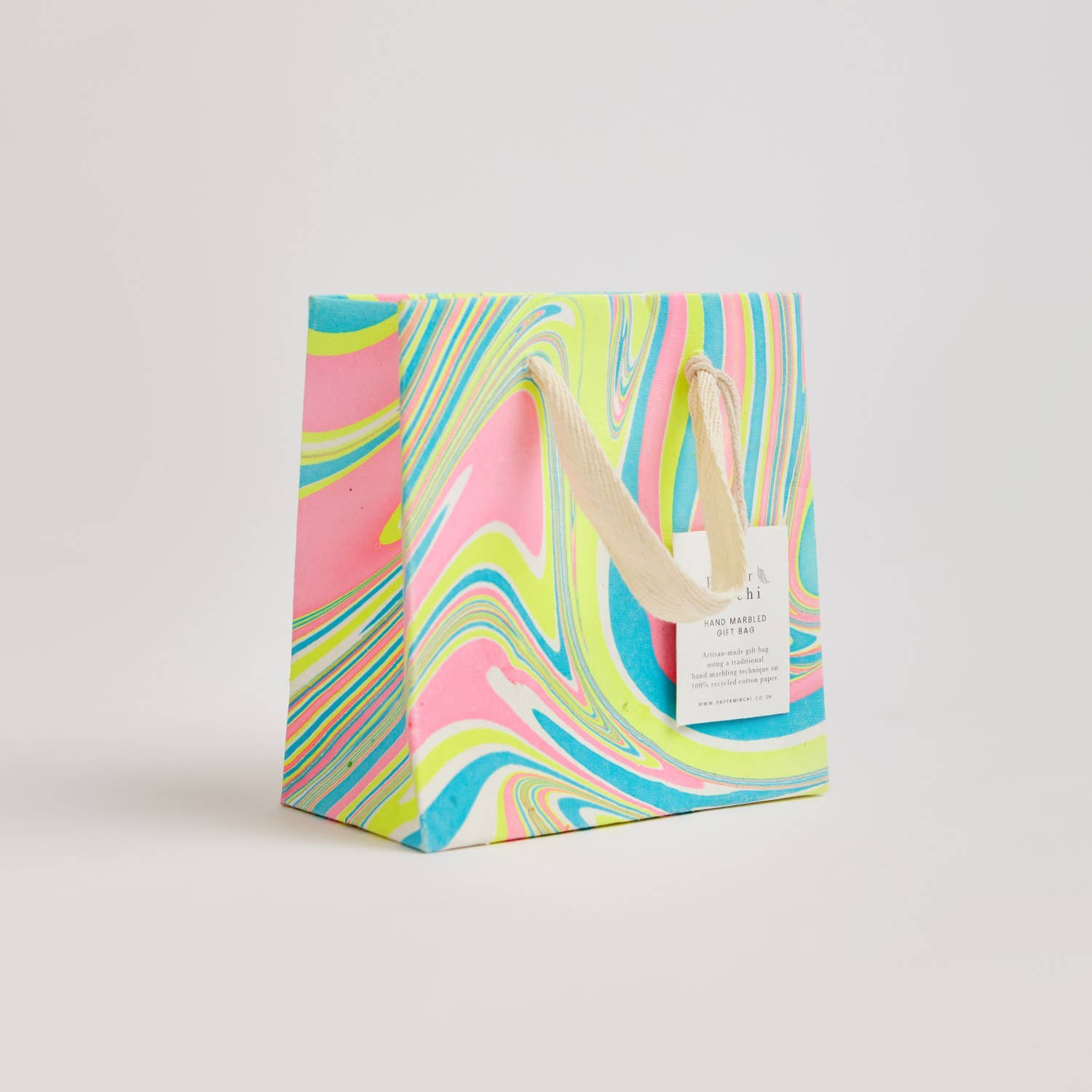 Paper Mirchi - Wholesale Gift Bag - Hand Marbled Gift Bags (Small) - Neon2
