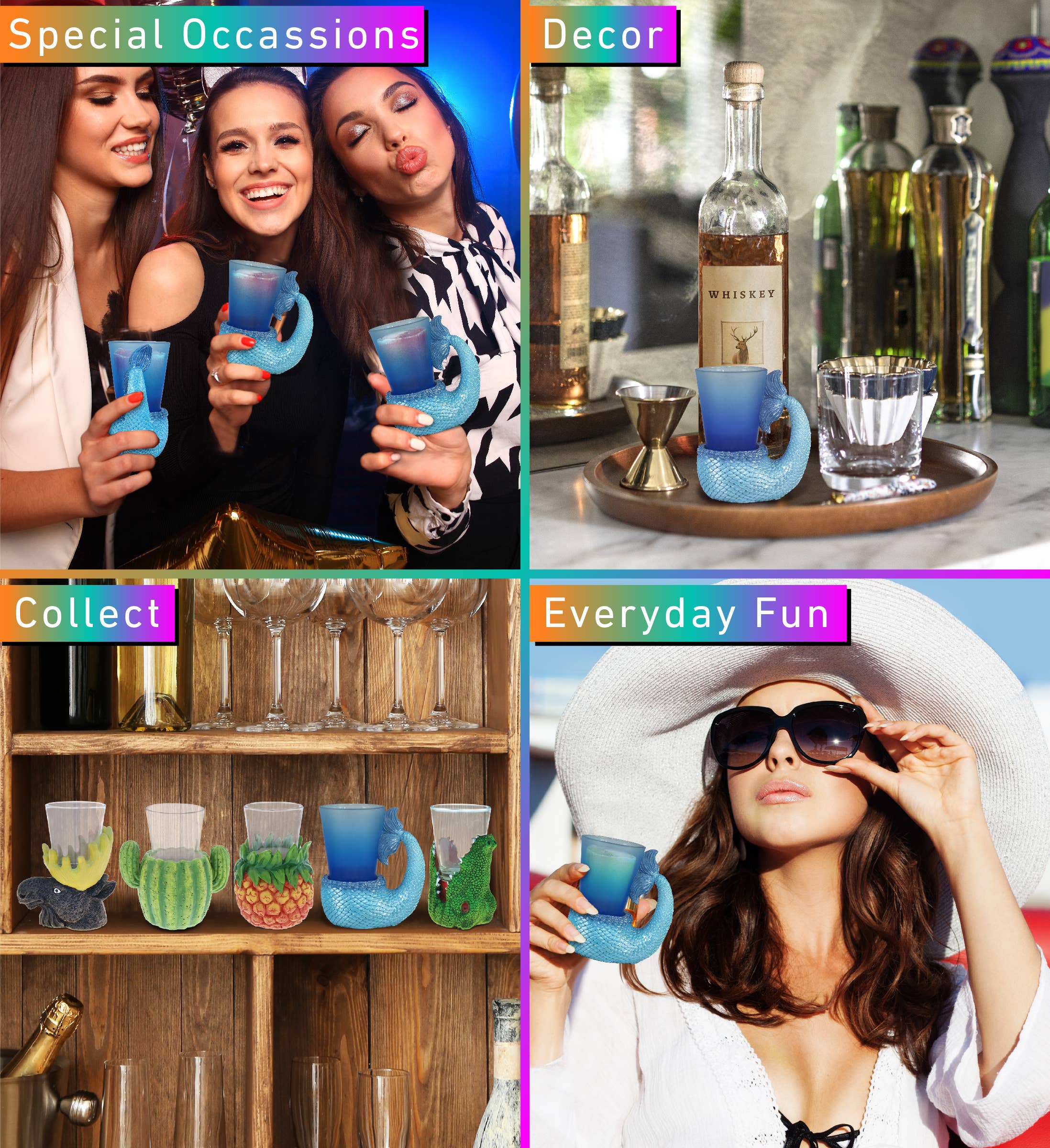 Cota Global - Wholesale Shot Glass - Cool Shot Glass - Blue Mermaid Tail2