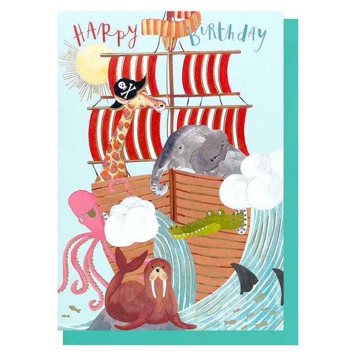 Birthday Pirates Card | Gender Neutral Birthday | Kids Card for wholesale by Louise Tiler