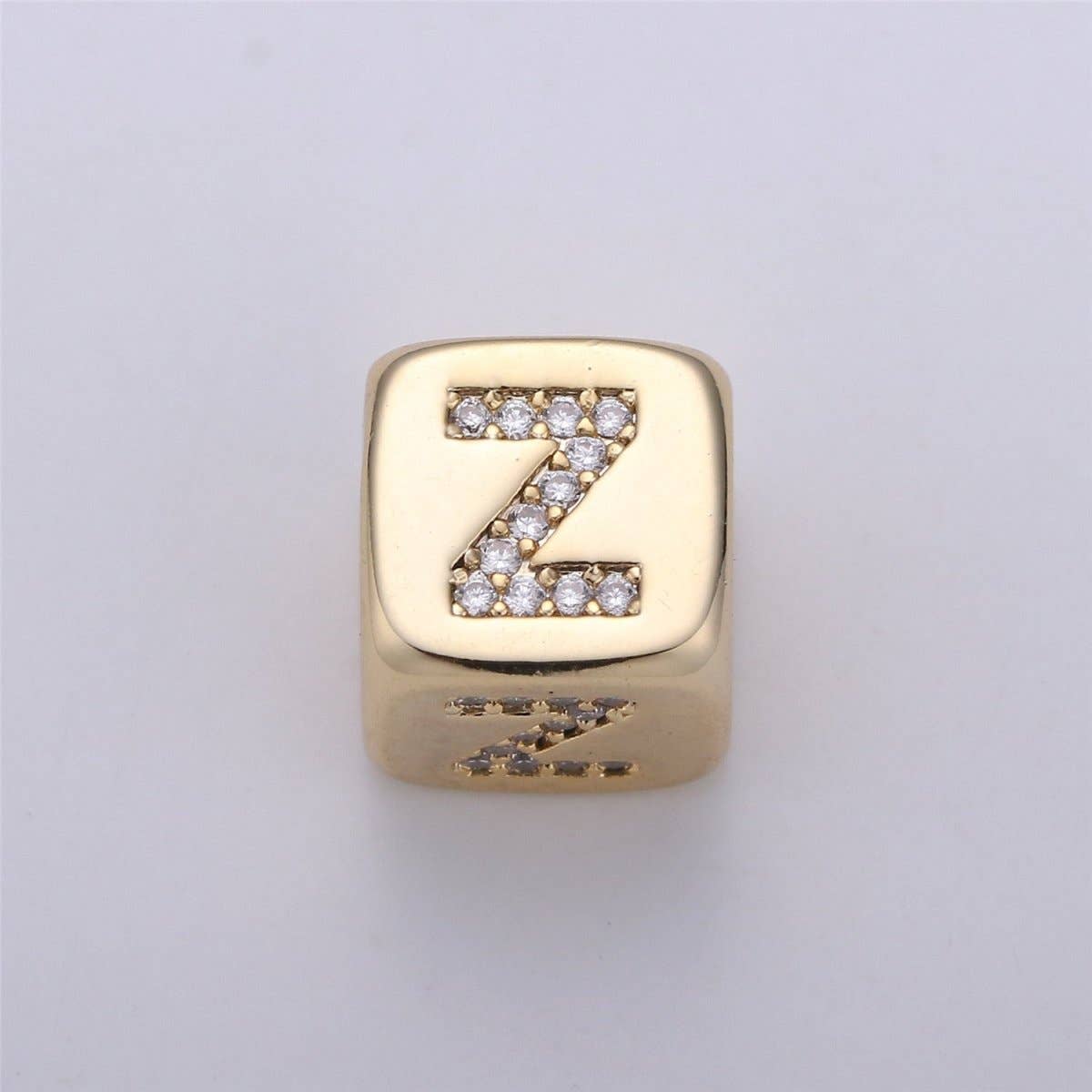Aim Eternal - Wholesale Individual Charm/Pendant - 9x9mm Gold Initial Letter Beads, Alphabet Beads, Initial Beads, Alphabet Blocks Micro Pave Initial Block Charm for Bracelet Necklace Supply25