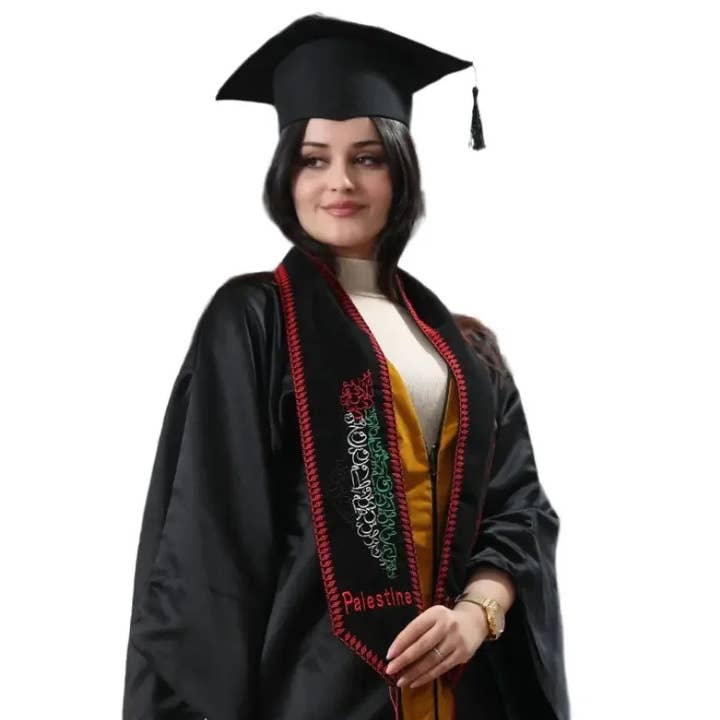 Palestinian Elegance – wholesale – Embroidered Stole with Palestine Map & Arabic Script – Celebrate Cultural Heritage1