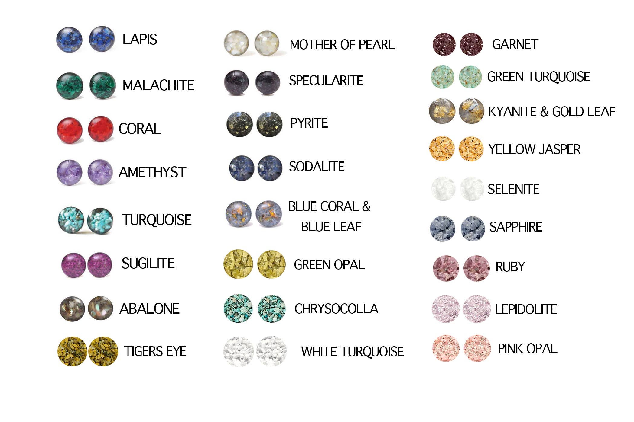 Cameoko - Vendita all'ingrosso Orecchini a bottone - Orecchino con gemma schiacciata, 6 mm4