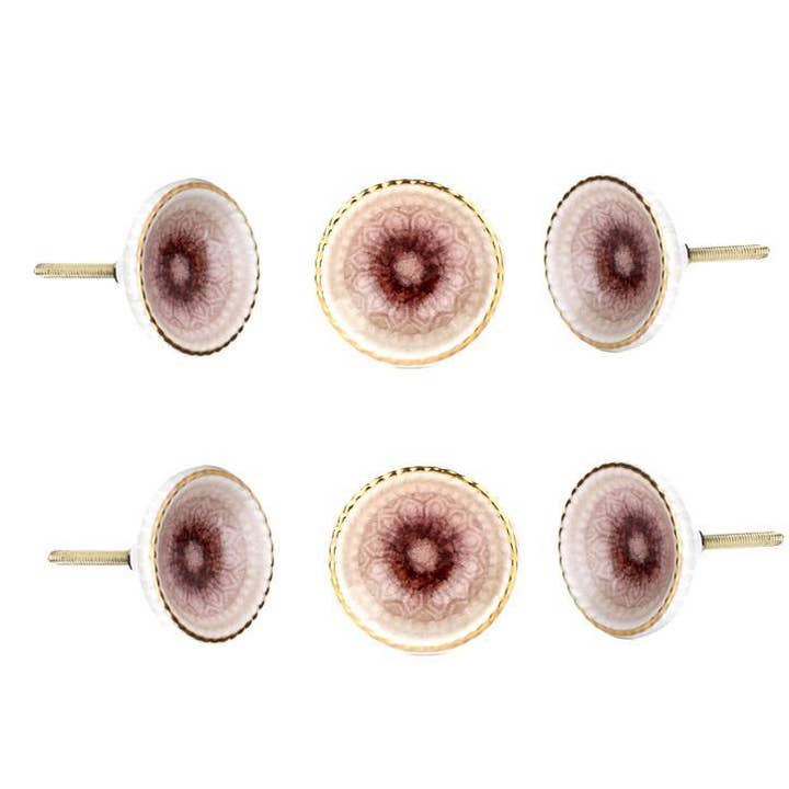 Perilla Home – Großhandel Griff/Handgriff – Marrakech Keramikknauf, Rosa, 6 Stück