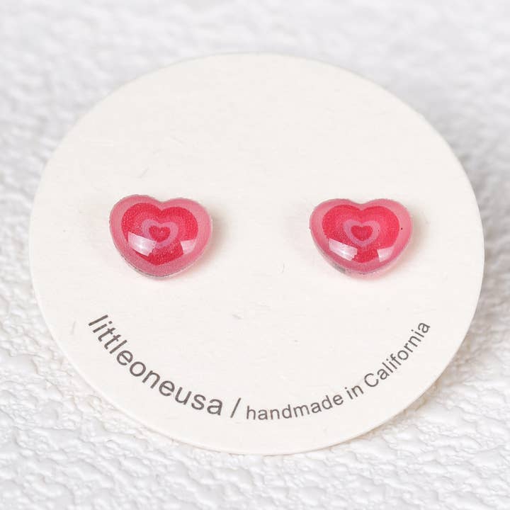 littleoneusa - Wholesale Stud/Post Earrings - Pink Heart Titanium Earring Studs