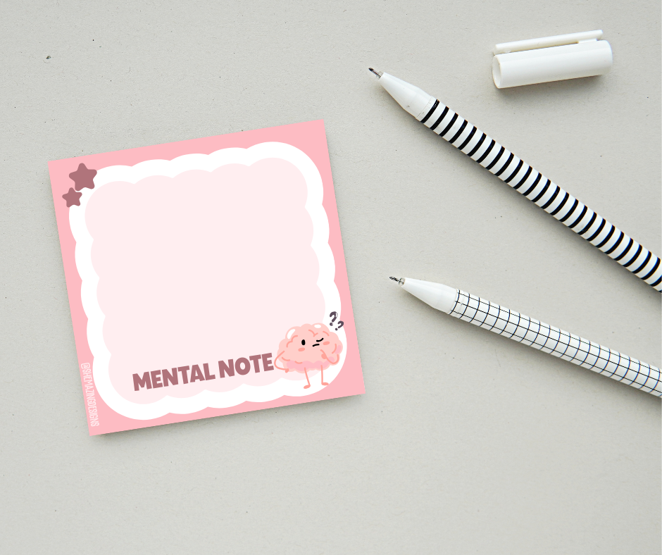 Shemazing Designs - Wholesale Sticky Notes - Mental Note Sticky Note Pad – Cute Brain Design, Funny Office Stationery for Work or School2