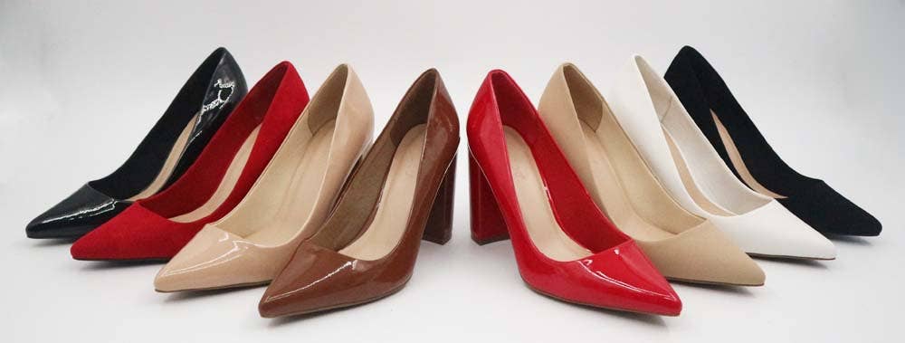 Mars Sky Shoes Wholesale - Wholesale High Heels - Women's - Bamboo BELLFLOWER-70 Women Chunky Heel Pointed Toe Pumps-12 Pairs Pack-16.75/Pair6