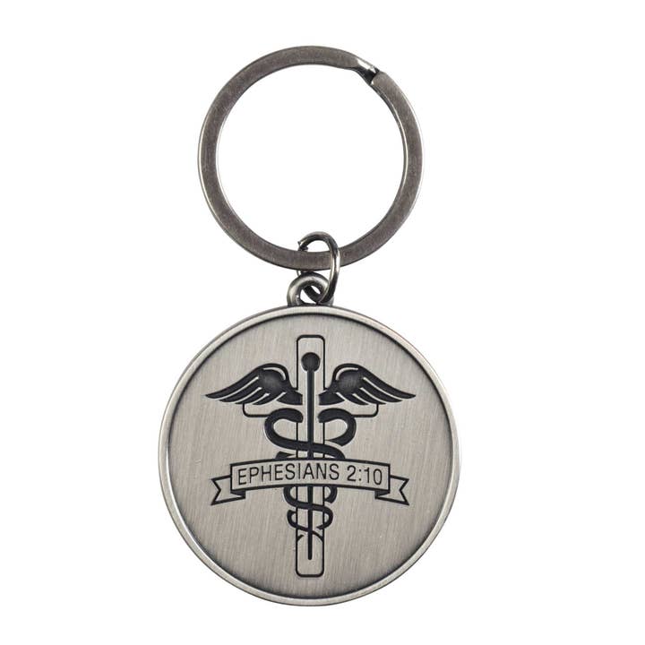 Keyring Cross Caduceus Ephesians 2:10 for wholesale by Dicksons