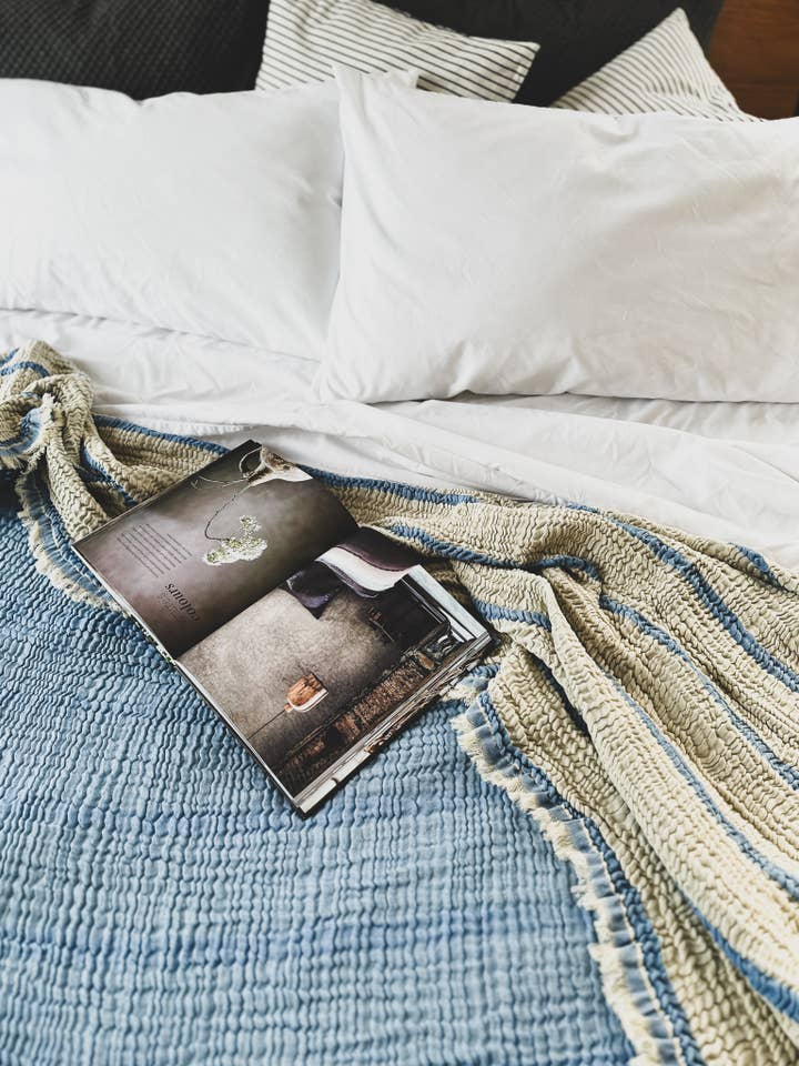 Gauze Muslin Blanket /4 Layers / Ocean Blue for wholesale by My Kitchen Linens