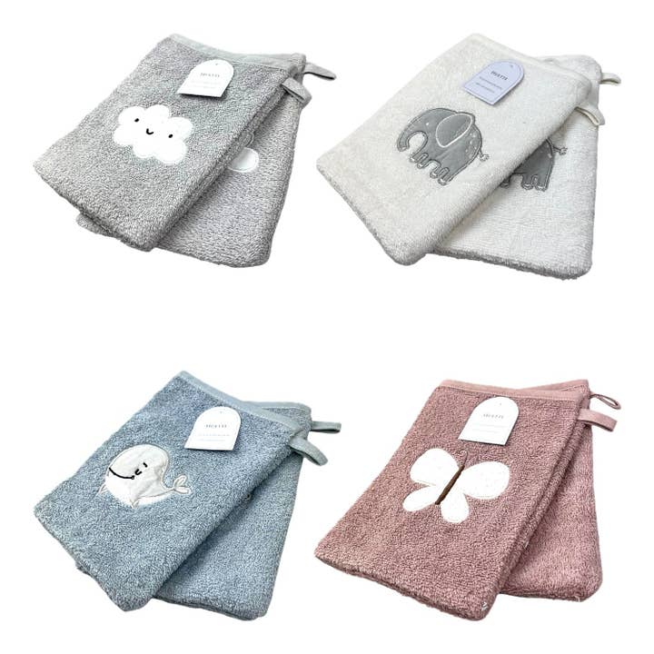 2-pack baby washandjes » Set van 2 kinder washandjes badstof » 21 x 15 cm puur katoen » washandjes voor wholesale door VewoTex