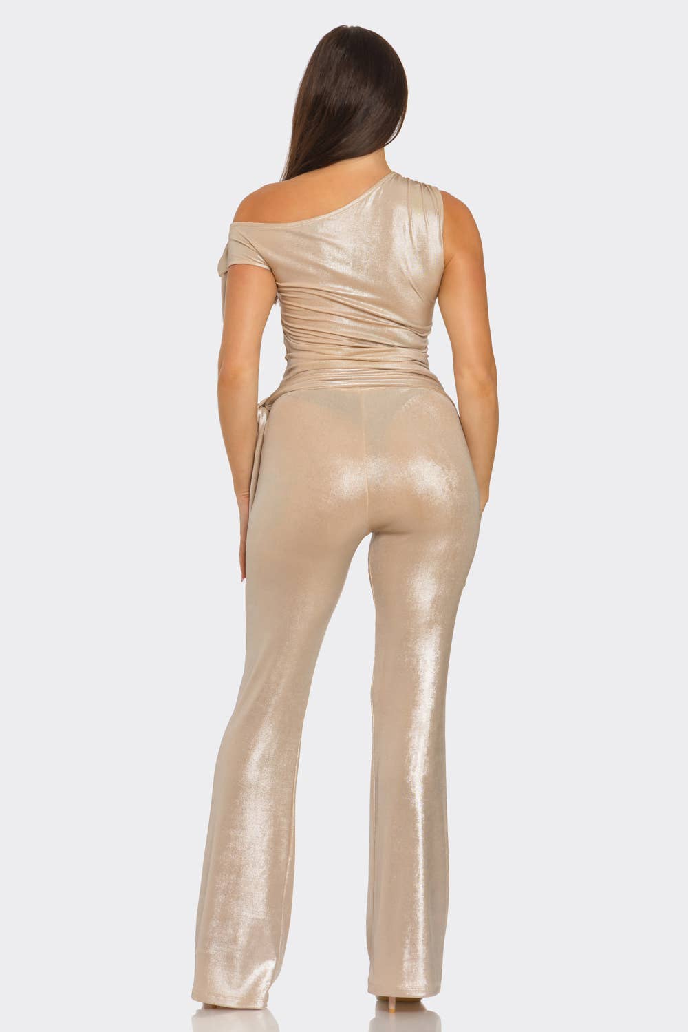 Julia by LoveJ – wholesale Top & pants set (NOT Loungewear) – Women's – Asymmetrical Shoulder Shirring Tie Top Pants Set3