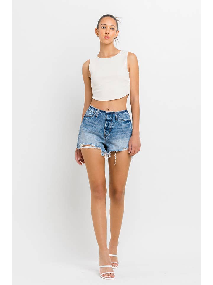 COMFY HIGH RISE BANDELSS DISTRESSED SHORTS BY4382 for wholesale on Faire2