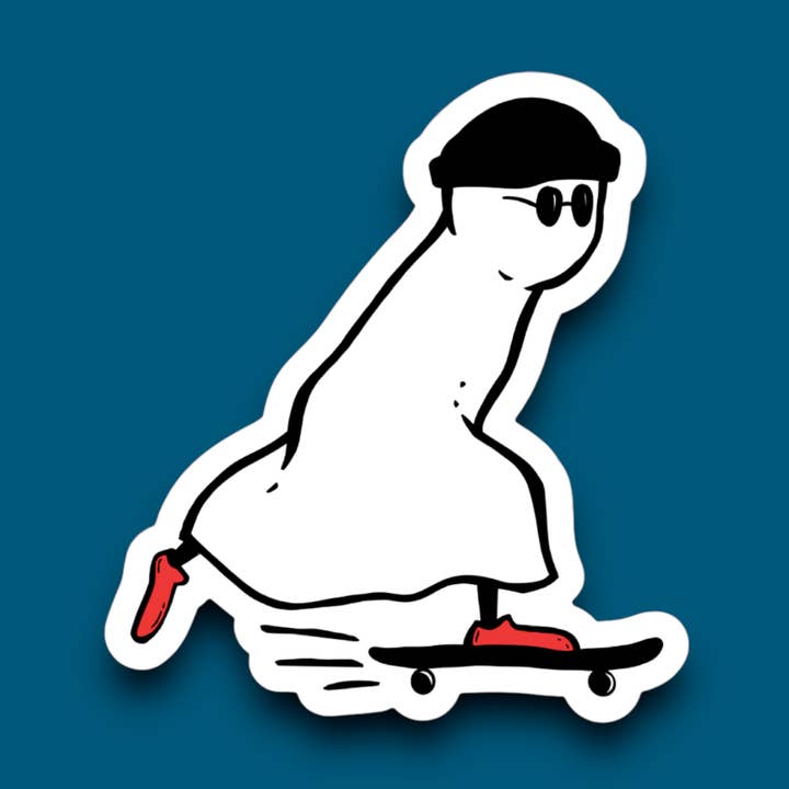 Skateboard Ghost Sticker for wholesale by Blue Bison Apparel