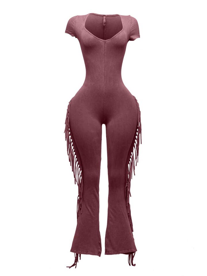Boswell - Wholesale Jumpsuit - Women's - MINERAL WASH FRINGE DETAIL JUMPSUIT8