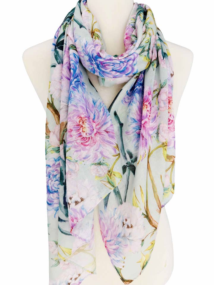 JC022882 Aqua-lavendel blomstertørklæde for engroshandel hos JC Sunny Fashion