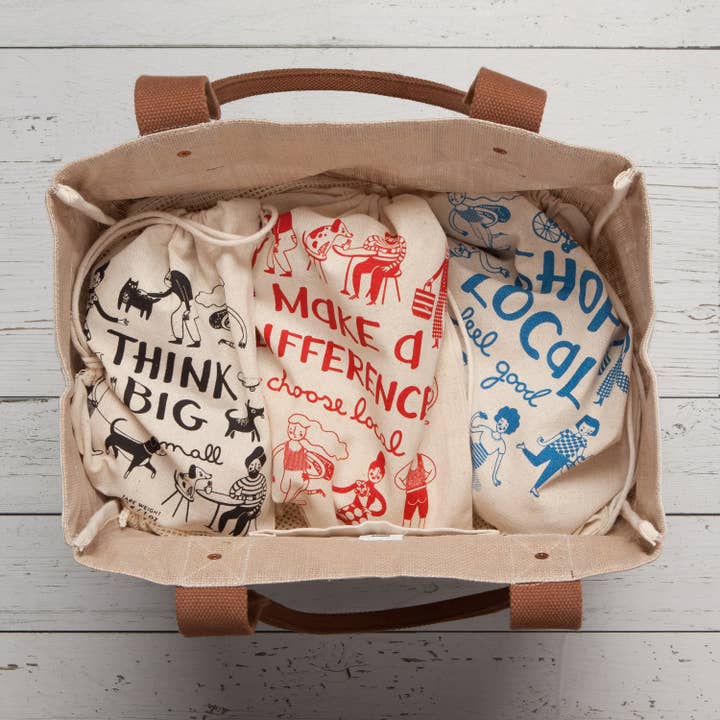 Now Designs by Danica - Wholesale Grocery/Shopping Bag - Shop Local Reusable Produce Bags Set of 3