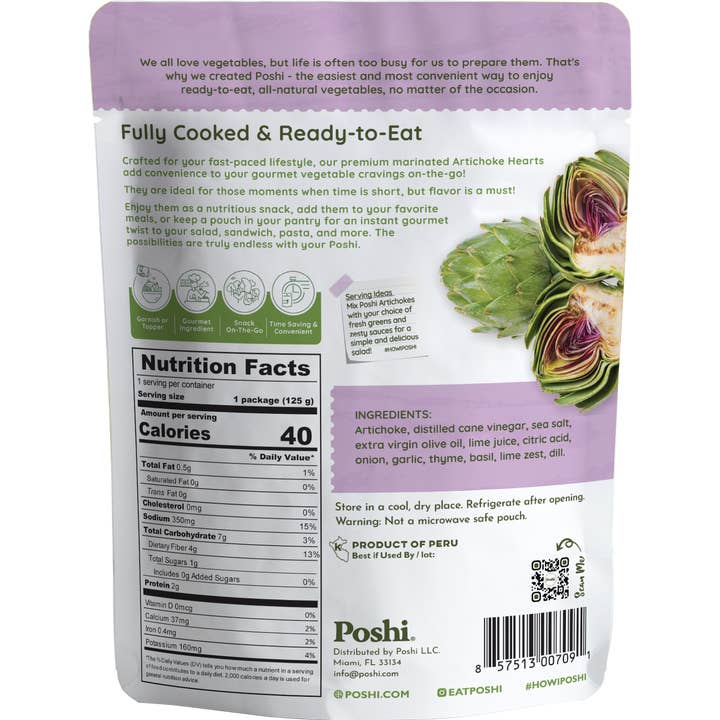 POSHI - Wholesale Pickled Vegetables - Poshi - Steamed & Marinated Artichokes - Basil & Thyme 4.4oz